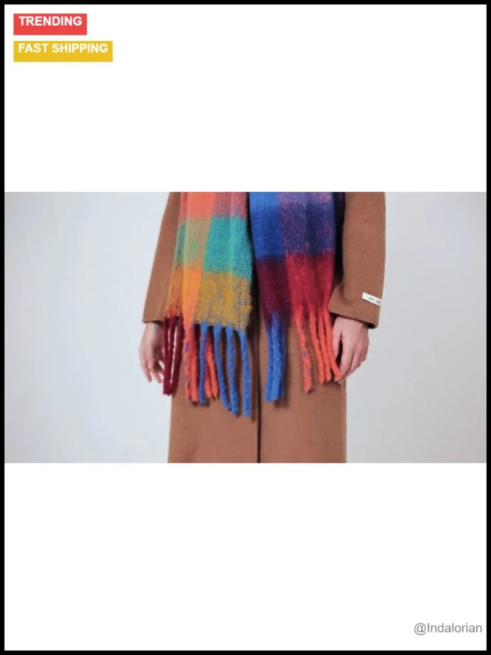Extra Large Chunky Plaid Scarf Shawl Soft Thick Tassel Winter Wrap